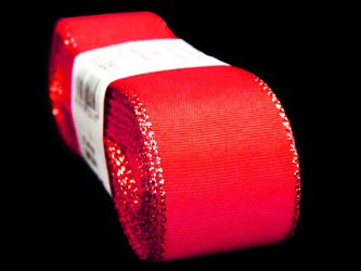 Wstążka 25mm tafta czerwono-złota