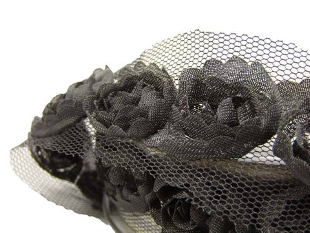 Taśma 2,5cm tiulowa RÓŻA grafit