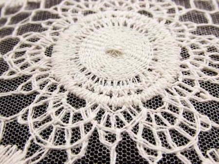 Koronka 130cm bawełniana haft ivory