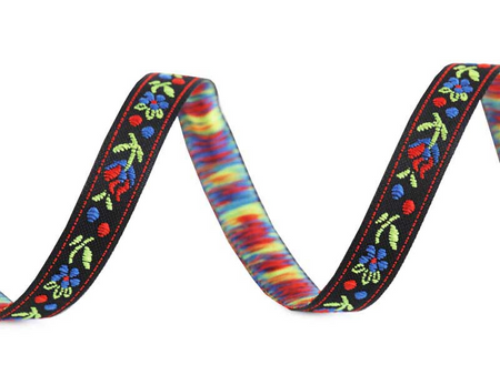 Taśma 10mm żakard KWIAT czarna