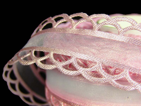 Wstążka 25mm organtyna KORONKA róż