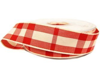 Wstążka 25mm kratka RUSTIC TARTAN czerwona
