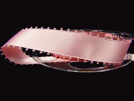 Wstążka 25mm atłas PICOT róż