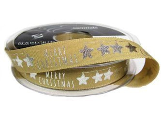 Wstążka 15mm tafta MERRY STARS natural