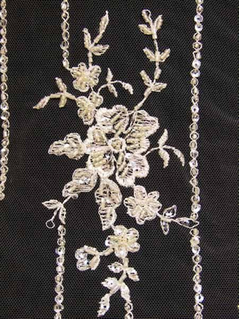 Koronka 140cm tiulowa haft & koralik ivory