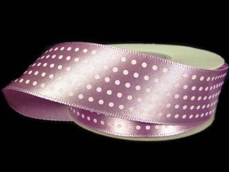 Wstążka 25mm atłas KROPECZKI wrzos