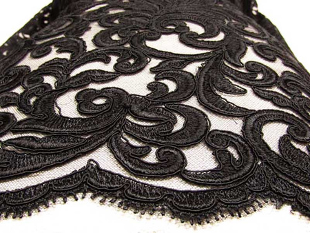 Koronka 135cm tiulowa haft czarna