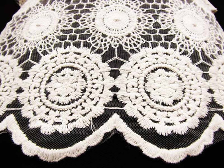 Koronka 130cm bawełniana haft ivory