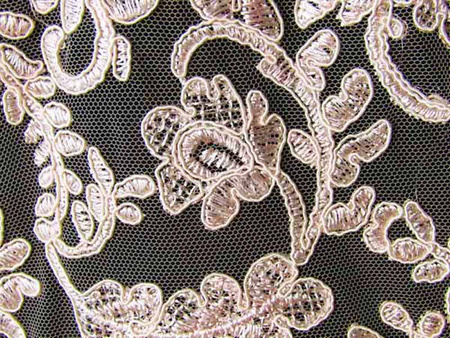 Koronka 140cm tiulowa haft koder jasny beż