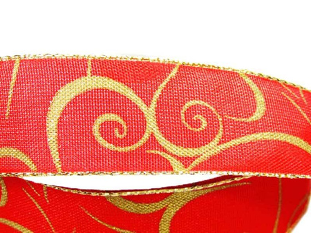 Wstążka 25mm organtyna ESY-FLORESY czerwona