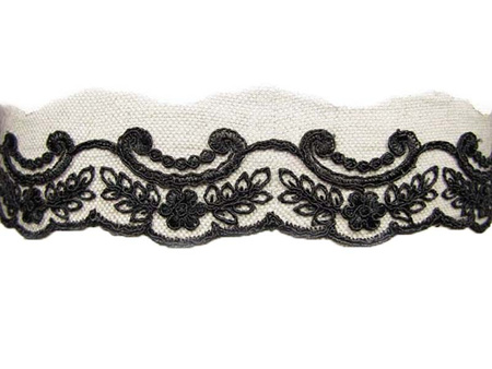 Koronka 6cm tiulowa czarna