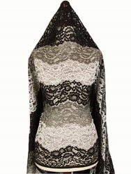 Koronka 140cm stabilna poliamid-bawełna czarna