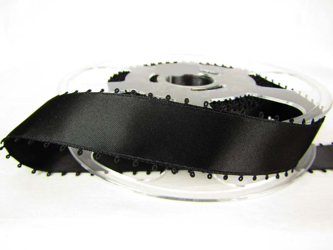 Wstążka 25mm atłas PICOT czarna