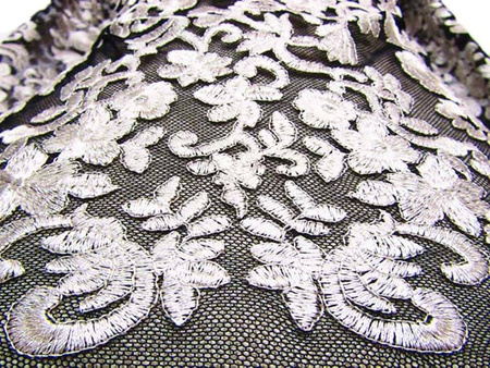 Koronka 140cm tiulowa srebrna