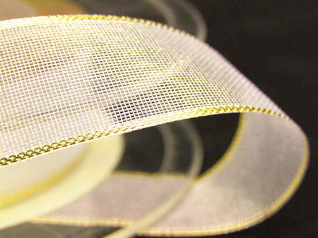 Wstążka 16mm organtyna BRZEG złoty