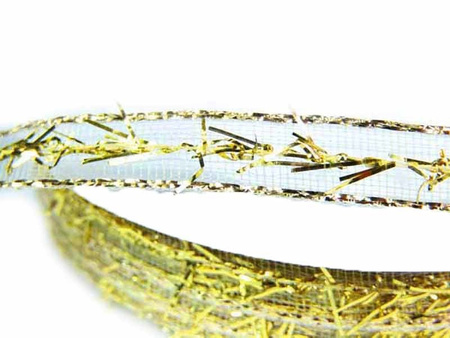 Wstążka 8mm organtyna lurex złota