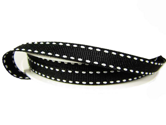 Taśma 0,9cm ryps stebnowana czarna