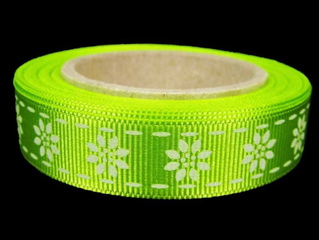 Wstążka 15mm ryps KWIATEK limonka