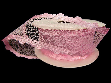 Wstążka 38mm PAJĘCZYNA róż