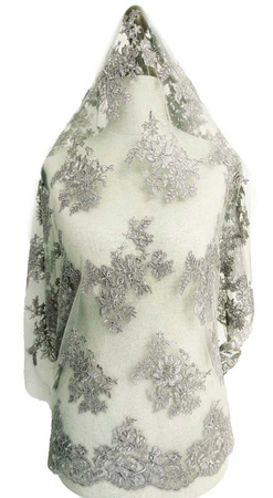 Koronka 140cm tiulowa haft koder popiel