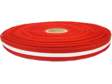 Taśma 11mm tkana LAMPAS czerwono-biało