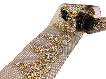 Taśma 6,5cm tiulowa BROKAT czarna