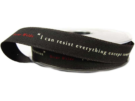 Wstążka 15mm tafta I CAN RESIST czarna