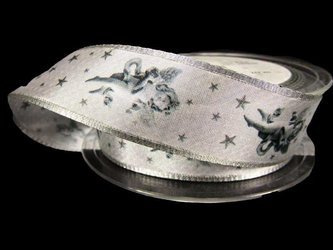 Wstążka 25mm tafta ANGEL srebrna