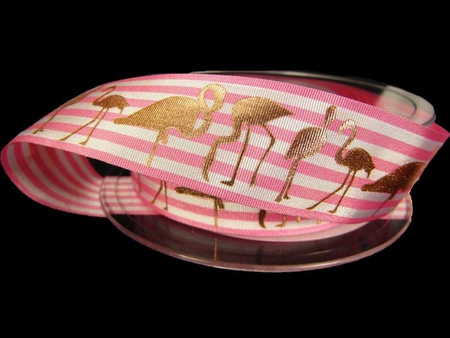 Wstążka 25mm acetat FLAMINGI róż