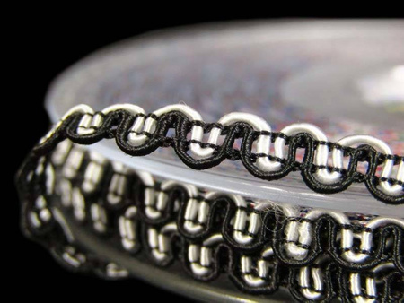 Taśma 0,6cm galonowa czarno-biała