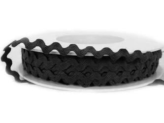 Taśma 7,3mm zygzak bawełna czarna