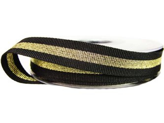 Taśma 1,5cm ryps czarny lampas złoty