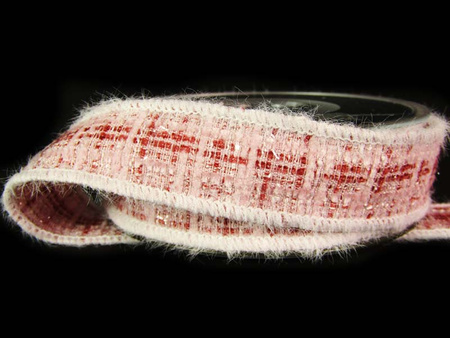 Taśma 2,5cm ozdobna "CHANEL" antyczny róż