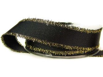 Taśma 25mm ryps ozdobny czarno-złota