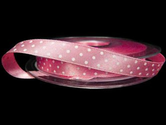 Wstążka 10mm atłas DOTS jasny róż