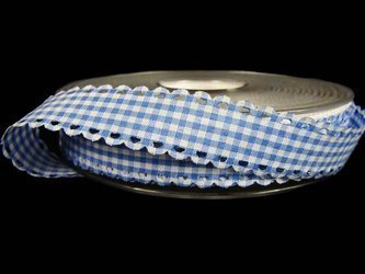 Wstążka 15mm poly WYCINANKA PEPITO błękitna