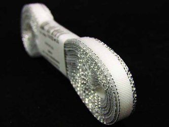 Wstążka 6mm tafta biało-srebrna
