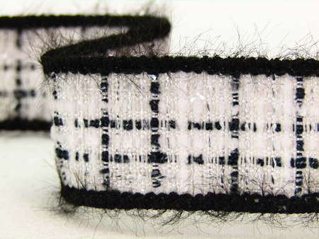 Taśma 2,5cm ozdobna "CHANEL" biało-czarna