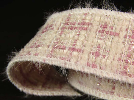 Taśma 2,5cm ozdobna "CHANEL" pudrowy róż