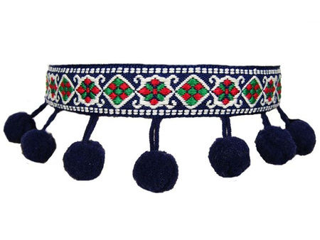 Taśma 1,5cm POMPONIK poliester jasny granat