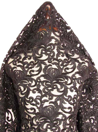 Koronka 135cm tiulowa haft czarna