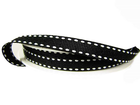 Taśma 0,9cm ryps stebnowana czarna