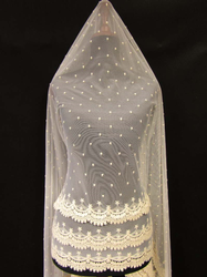 Koronka tiulowa haft bawełna natural