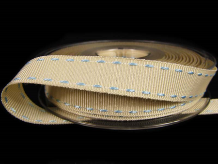 Taśma 1,5cm ryps natural stebnówka błękit