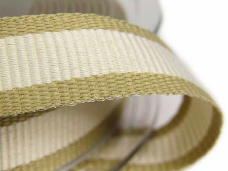 Taśma 15mm ryps OATMEAL STRIPE ivory
