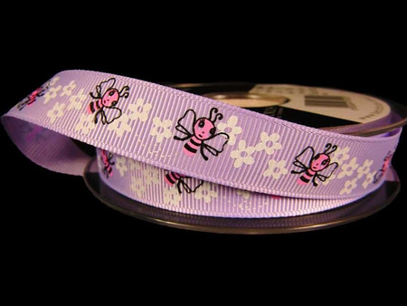 Wstążka 18mm ryps PSZCZÓŁKA jasny fiolet