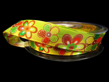 Wstążka 16mm tafta FLEURS pistacja