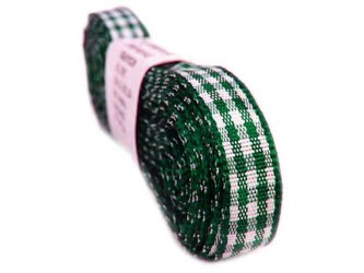 Wstążka 10mm kratka butelkowa zieleń