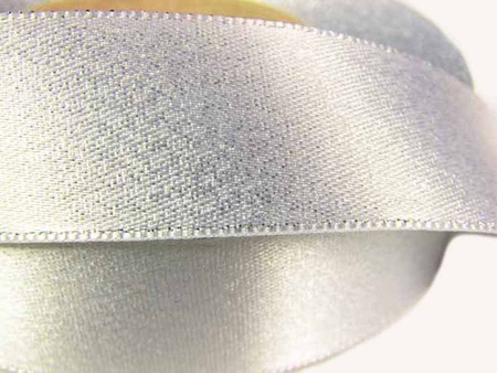 Wstążka 24mm atłas REXOR srebrna