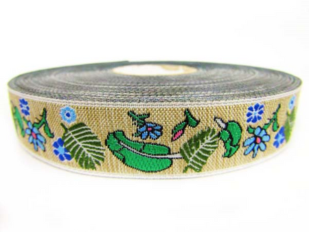 Taśma 20mm żakard ŁĄKA beż